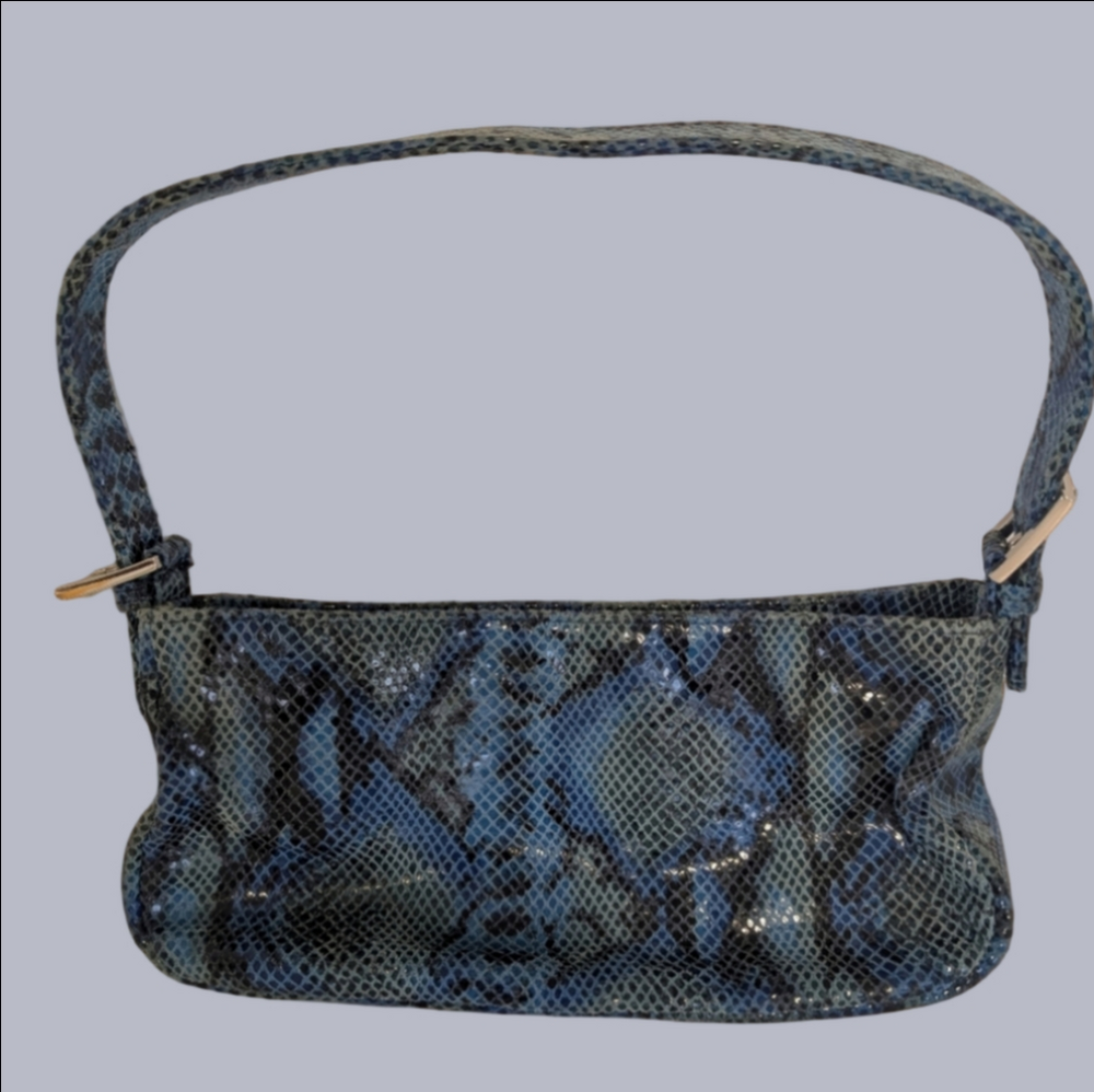 Bag Y2K Blue Green Black Bag  Natural Python Snakeskin Pattern Women's Bag.